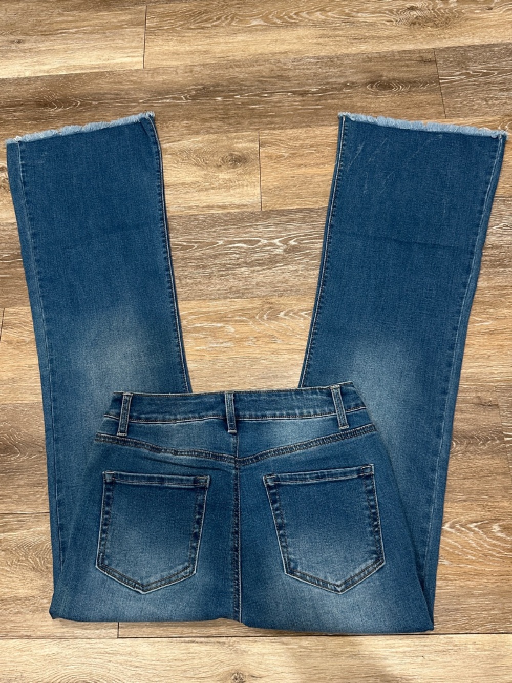 NWT! Wax Jean Indigo Flare Jeans with Frayed Hem - Picture 5 of 9